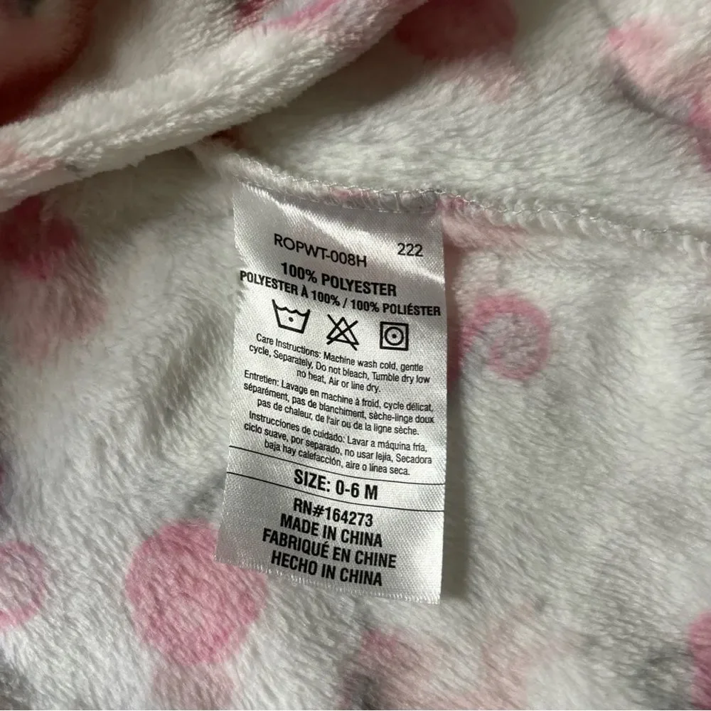 Unicorn Robe 0-6M Pink White Plush Hooded Bathrobe Animal Face